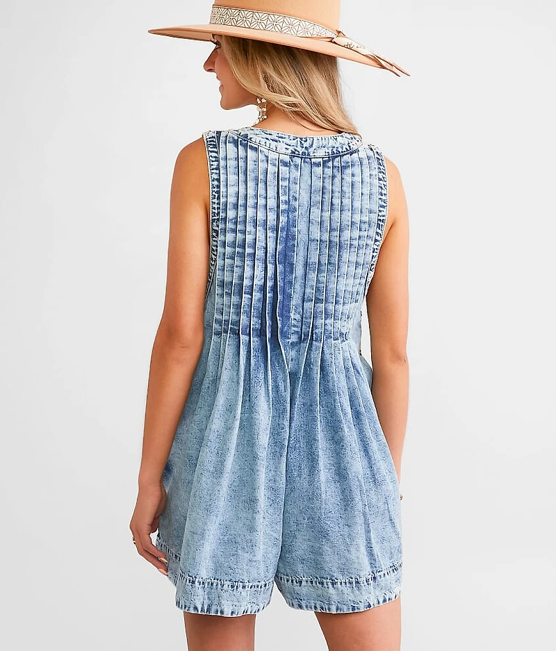 Front Tie Denim Romper