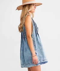 Front Tie Denim Romper