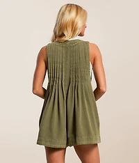 Front Tie Denim Romper