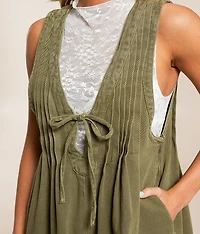 Front Tie Denim Romper