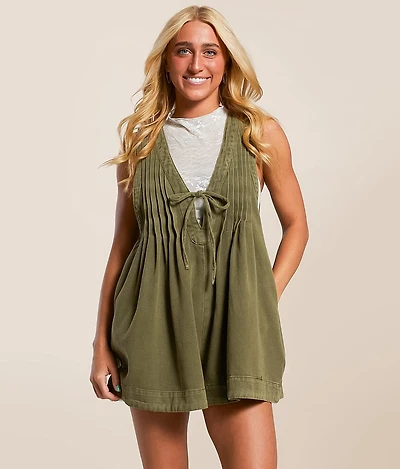 Front Tie Denim Romper