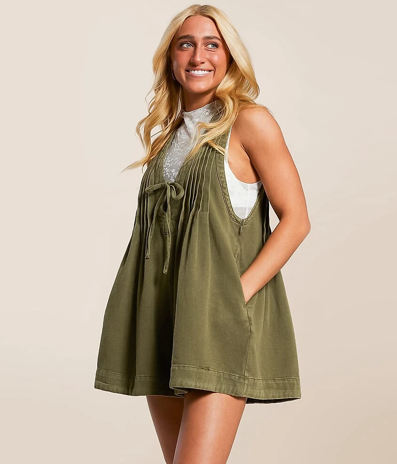 Front Tie Denim Romper