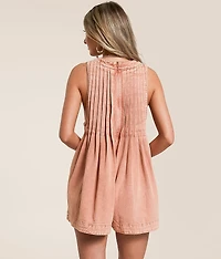 Front Tie Denim Romper