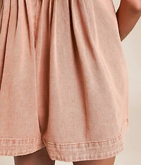 Front Tie Denim Romper