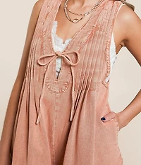 Front Tie Denim Romper