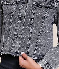 Cropped Rhinestone Denim Jacket
