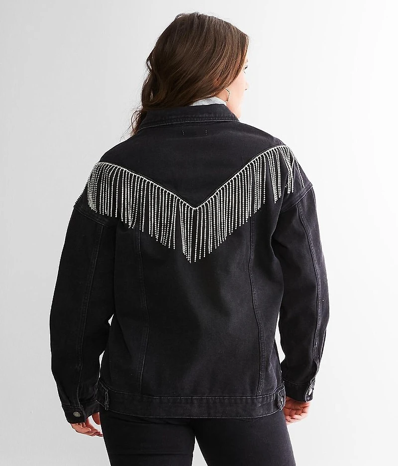 Rhinestone Fringe Denim Jacket