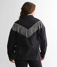 Rhinestone Fringe Denim Jacket