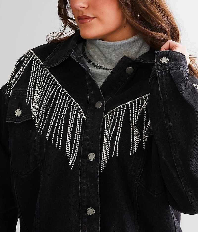 Rhinestone Fringe Denim Jacket