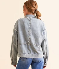 Chunky Rhinestone Denim Jacket