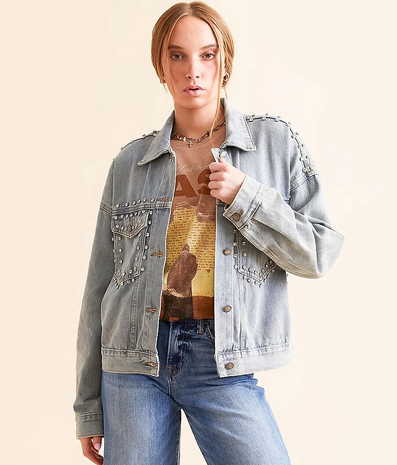 Chunky Rhinestone Denim Jacket