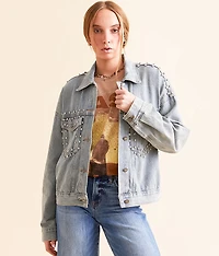 Chunky Rhinestone Denim Jacket