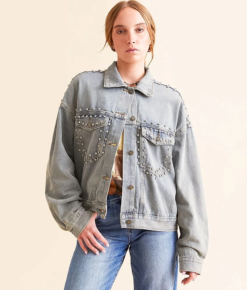Chunky Rhinestone Denim Jacket