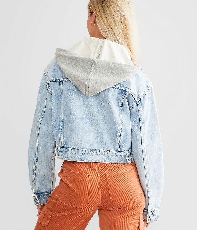 Cropped Denim Hooded Jacket