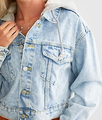 Cropped Denim Hooded Jacket