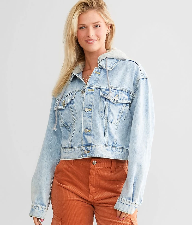 Cropped Denim Hooded Jacket