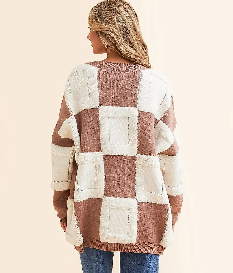 Checkered Cardigan Sweater