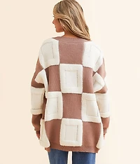 Checkered Cardigan Sweater
