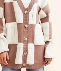 Checkered Cardigan Sweater