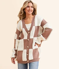 Checkered Cardigan Sweater