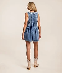 Rhinestone Front Tie Denim Romper