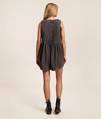 Rhinestone Front Tie Denim Romper