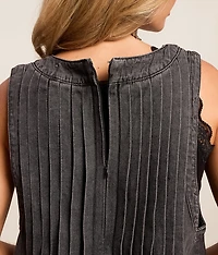 Rhinestone Front Tie Denim Romper