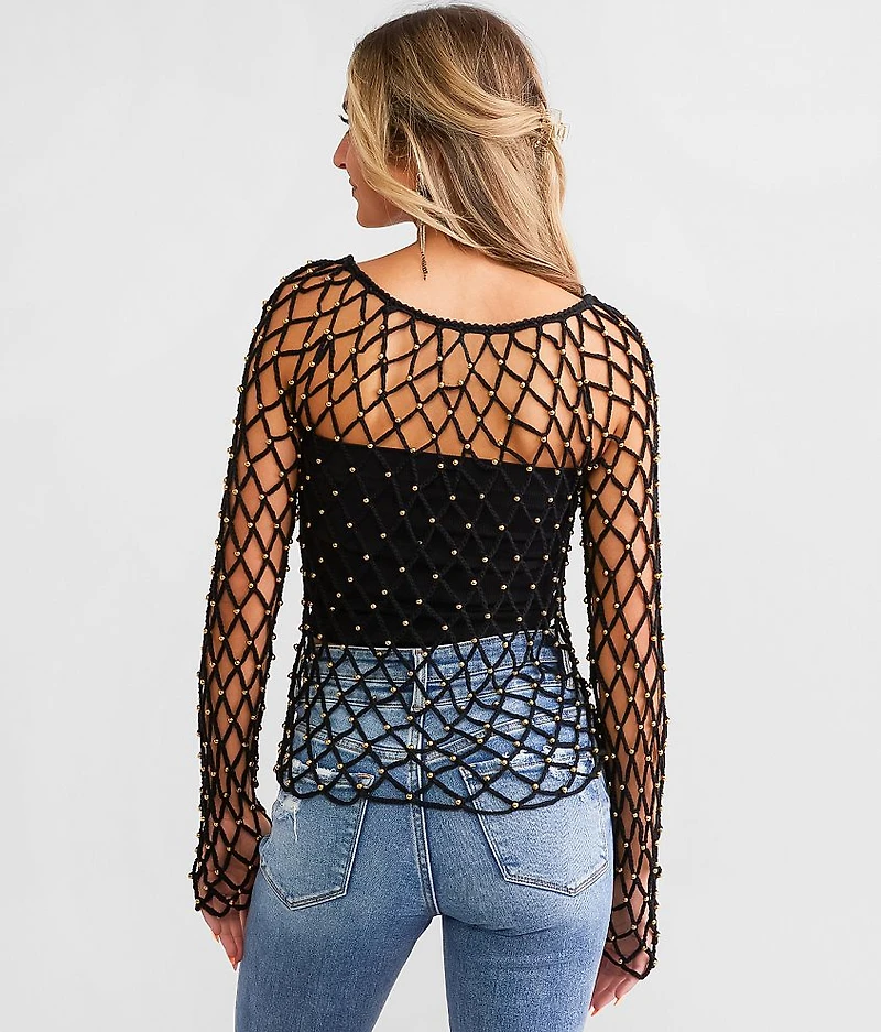 Beaded Open Stitch Sweater