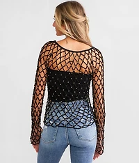 Beaded Open Stitch Sweater