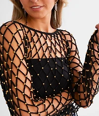 Beaded Open Stitch Sweater