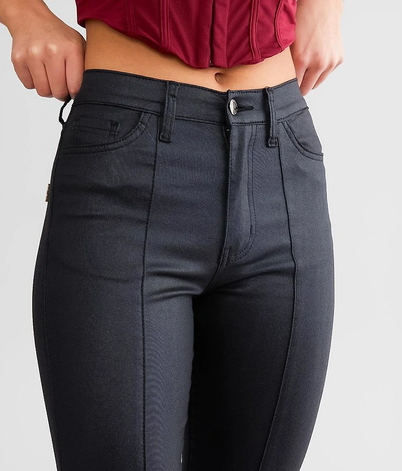 High Rise Coated Split Straight Pant