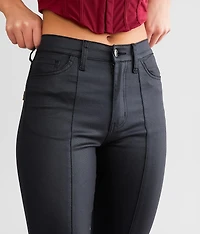 High Rise Coated Split Straight Pant