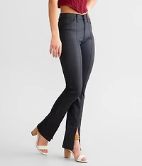 High Rise Coated Split Straight Pant