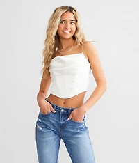 Satin Corset Cropped Tank Top