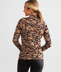 Mock Neck Flocked Top
