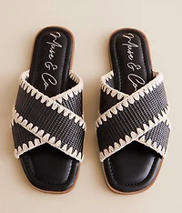 Embroidered Raffia Sandal