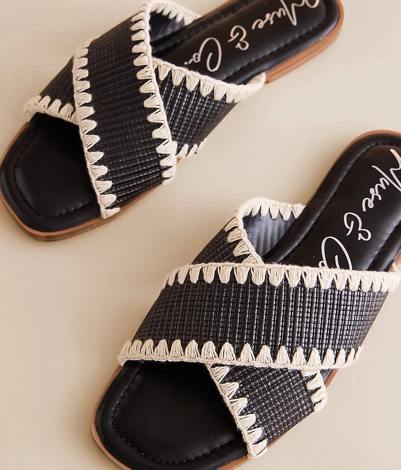 Embroidered Raffia Sandal