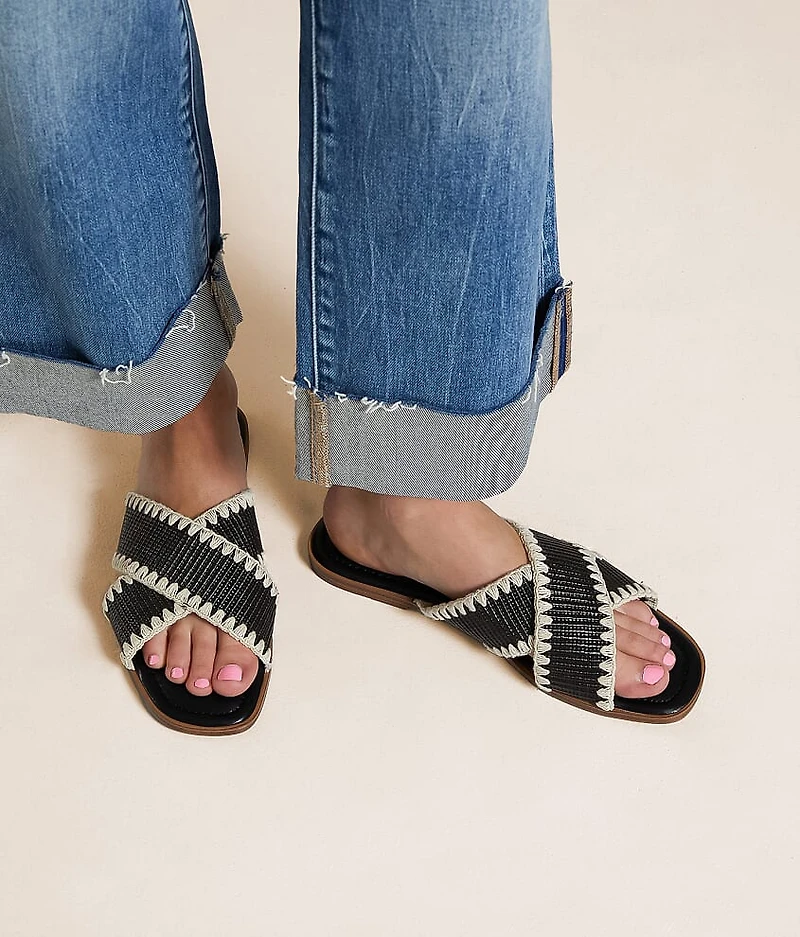 Embroidered Raffia Sandal
