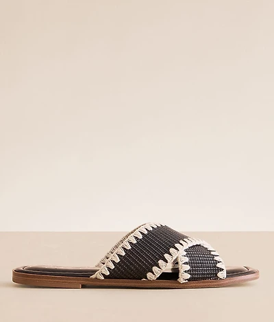 Embroidered Raffia Sandal