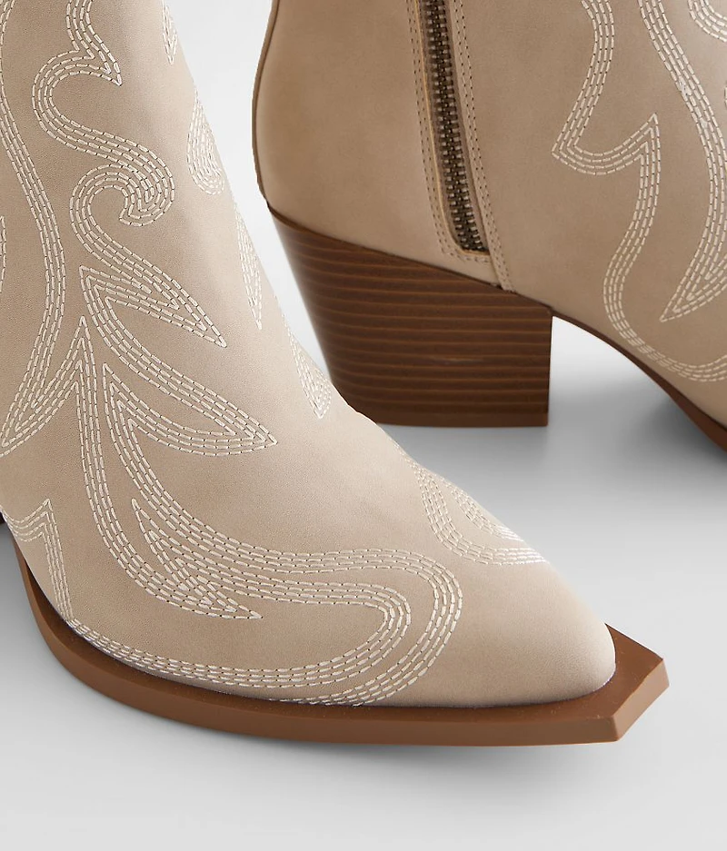 Faux Leather Western Ankle Boot