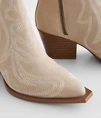 Faux Leather Western Ankle Boot