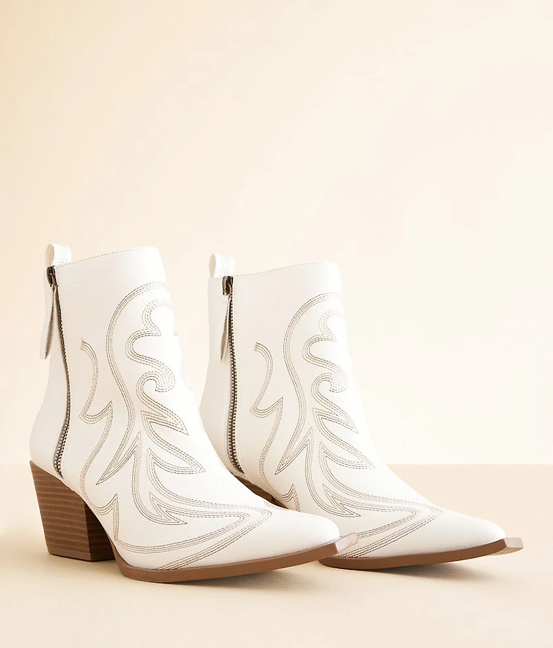 Faux Leather Western Ankle Boot