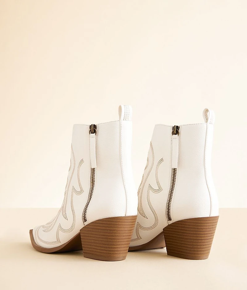 Faux Leather Western Ankle Boot