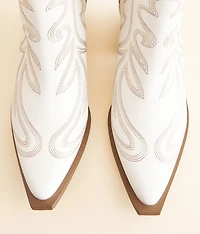 Faux Leather Western Ankle Boot