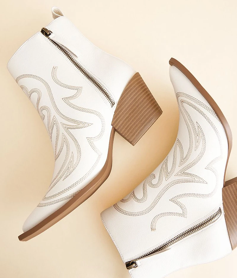 Faux Leather Western Ankle Boot