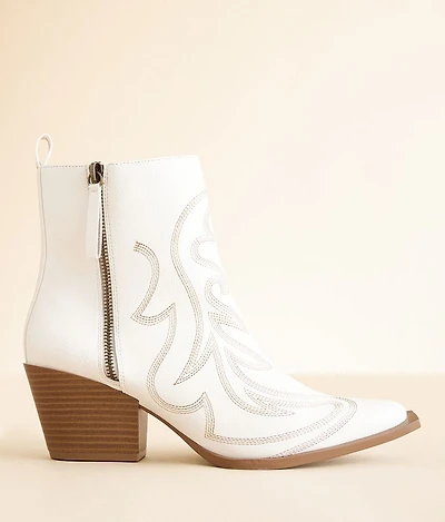 Faux Leather Western Ankle Boot