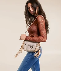 Hidden Leather Fringe Crossbody Purse