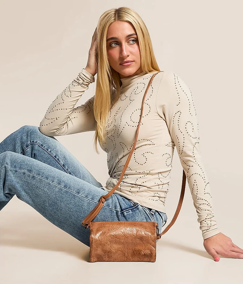 Cadence Embossed Leather Crossbody Purse