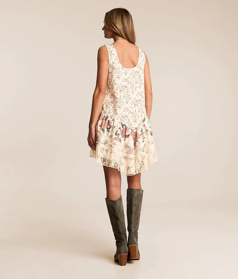 Mixed Floral Tiered Mini Dress