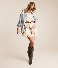 Mixed Floral Tiered Mini Dress